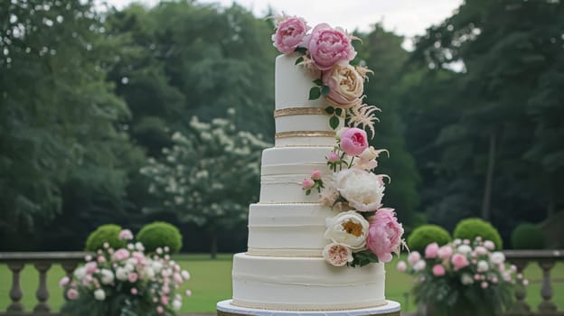 Wedding decoration with peonies, floral decor and event celebration, peony flowers and wedding ceremony in the garden, English country style