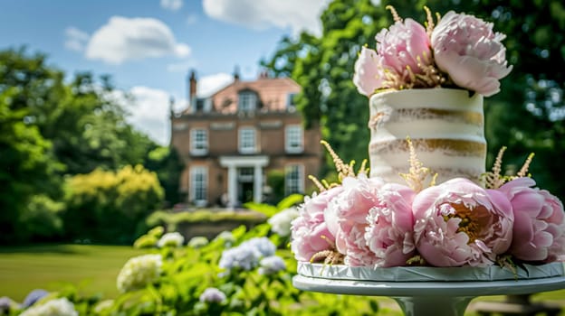 Wedding decoration with peonies, floral decor and event celebration, peony flowers and wedding ceremony in the garden, English country style