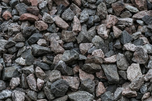 texture of natural crushed stone poured on road