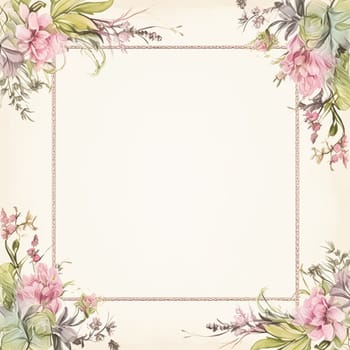 Square blank vintage floral paper background for printable digital paper, art stationery and greeting card illustration idea