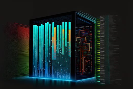 Big data abstract concept with data clusters collected by server. Digital sorting and management concept. Generated AI