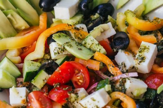 Greek salad with vegetables for healthy food. Traditional Mediterranean food