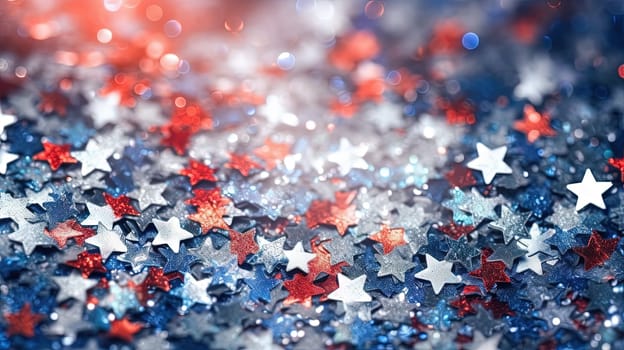 Abstract shiny background with blue and golden glitter. Scattered confetti sparkles with shiny gold and blue color. Generated AI