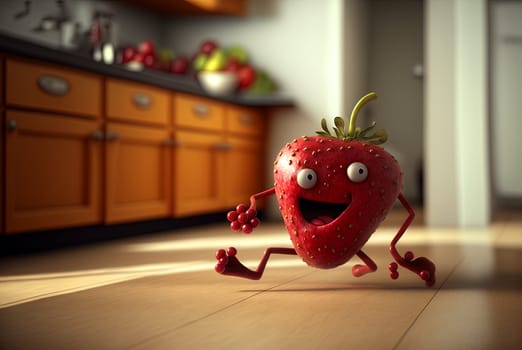 Funny exotic fruit monster. Cute juicy character with expressing freshness and fun. Generated AI