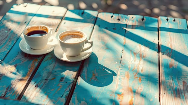 Cup of coffee in the garden. Selective focus. morning.