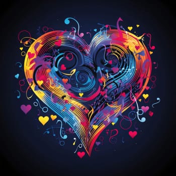 Colorful heart, with notes of lines. Heart as a symbol of affection and love. The time of falling in love and love.
