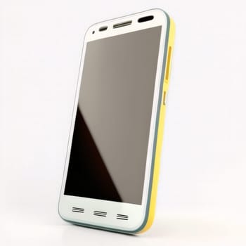 Smartphone screen: Smartphone with blank screen on a white background. 3d rendering