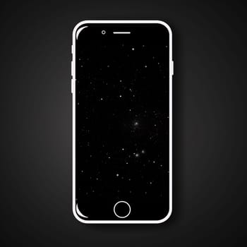 Smartphone screen: Realistic smartphone mockup with starry night sky. Vector illustration.