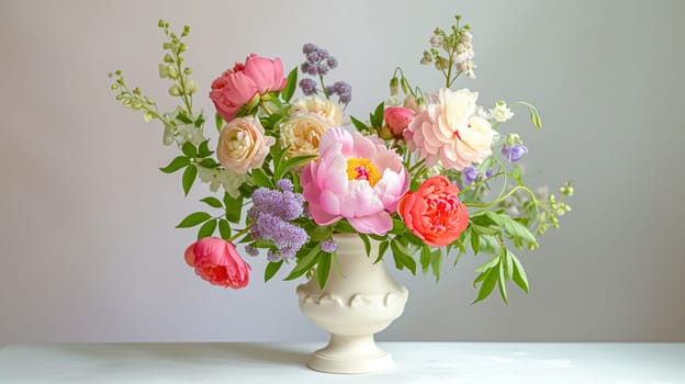 Spring flowers in vintage vase, beautiful floral arrangement, home decor, wedding and florist design