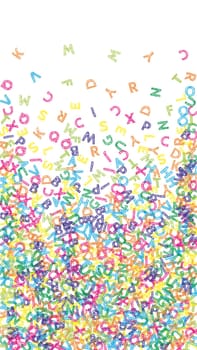 Scattered letters of latin alphabet. Colorful childish floating characters of English language. Foreign languages study concept. Back to school banner .