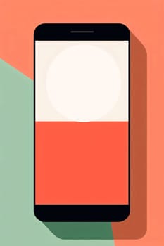 Smartphone screen: Mobile phone with blank screen on a colorful background. Vector illustration.