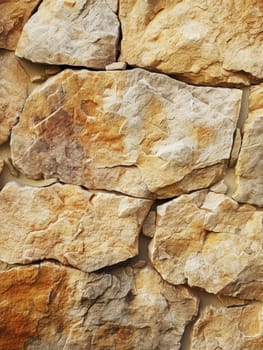 Close-up view of a stone wall with peeling paint, revealing multiple layers beneath