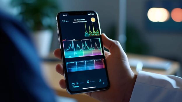 Smartphone screen: Close-up of a smartphone in the hands of a doctor.