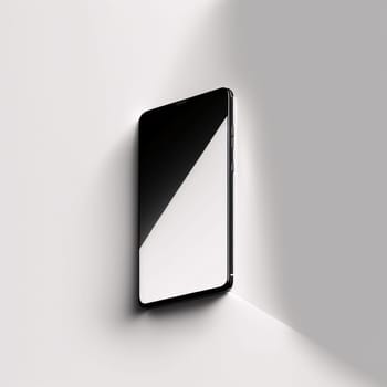 Smartphone screen: Smartphone with blank screen on a white background. 3d rendering