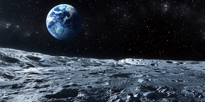 Earth Day: View of the planet Earth from the moon in outer space showing the beauty of space exploration.