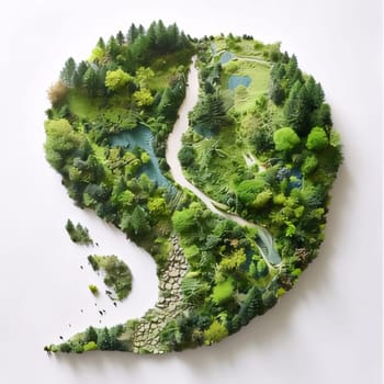 Earth Day: Aerial view of a little island in the middle of the forest