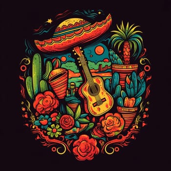 Cinco de Mayo: Mexico hand drawn vector illustration. Colorful detailed, with lots of objects background