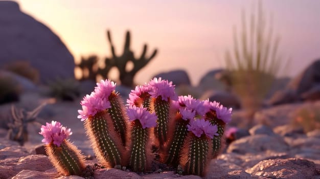 Plant called Cactus: Cactus with pink flowers in the desert.