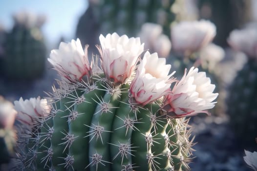 Plant called Cactus: Cactus flower in the garden with soft focus and vintage tone.