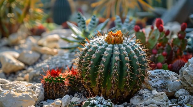 Plant called Cactus: Cactus and succulent plants in the botanical garden.