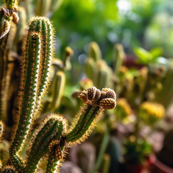 Plant called Cactus: Cactus in the garden. Selective focus and shallow depth of field.