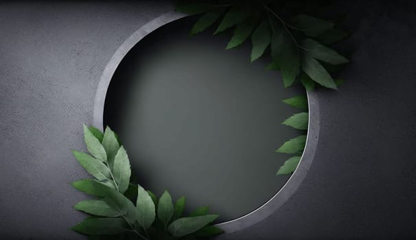 A frame embellished with leaves against a light background forms an elegant and visually appealing composition.