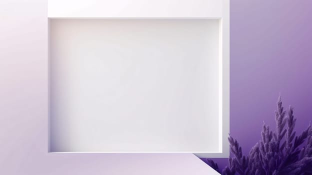 White blank card with space for your own content as an image. Around the decoration of lavender. Graphic with space for your own content.