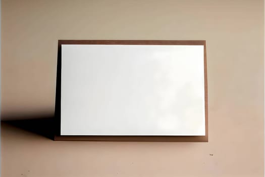 A blank white card placed on a light background, offering a clean and simple canvas for personalized messages or designs.