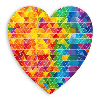 A heart formed by vibrant rainbow splashes, standing out against a clean white background, symbolizing joy, diversity, and love.