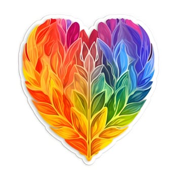 A heart formed by vibrant rainbow splashes, standing out against a clean white background, symbolizing joy, diversity, and love.