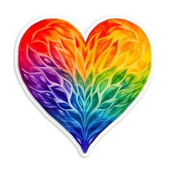 A heart formed by vibrant rainbow splashes, standing out against a clean white background, symbolizing joy, diversity, and love.