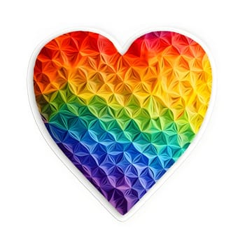 A heart formed by vibrant rainbow splashes, standing out against a clean white background, symbolizing joy, diversity, and love.