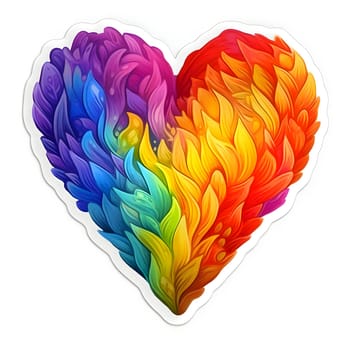 A heart formed by vibrant rainbow splashes, standing out against a clean white background, symbolizing joy, diversity, and love.