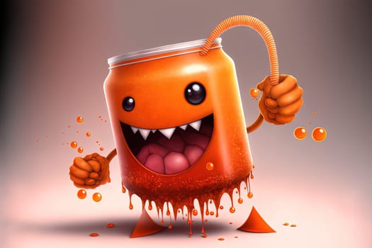 Monster can. Alluminium can with paint as a cute character. Generated AI