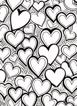 Black and White heart coloring card. Heart as a symbol of affection and love. The time of falling in love and love.
