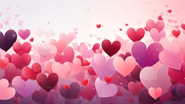 Pink red hearts forming a banner.Valentine's Day banner with space for your own content. White background color. Blank field for the inscription. Heart as a symbol of affection and love.