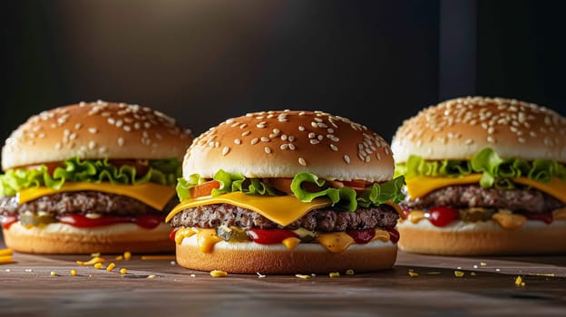 Perfect burgers, fast food chain commercial concept