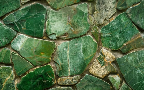 Overlapping green stone shards form a dense mosaic texture