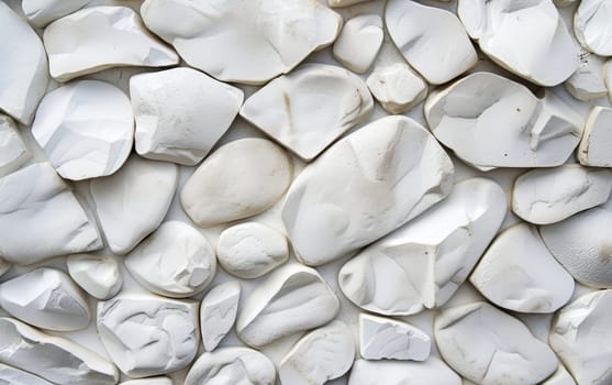 Monochromatic view of a white stone wall with distinct textures and a minimalist aesthetic