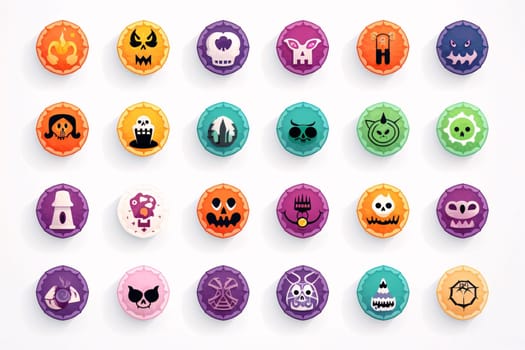 New icons collection: Set of colorful halloween icons on white background. Vector illustration.