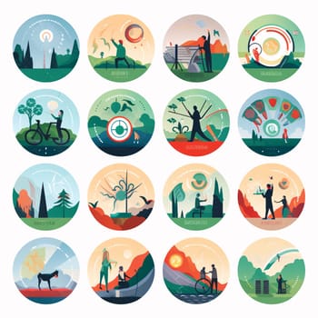 New icons collection: Flat icons set of outdoor activities in flat style. Vector illustration