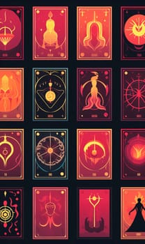 New icons collection: Set of tarot cards with astrological symbols. Vector illustration