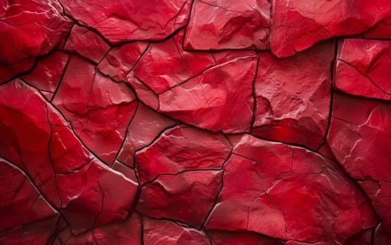 Vivid crimson stone texture with deep cracks and a natural mosaic pattern