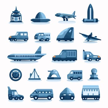 New icons collection: Set of transport icons in flat style. Isolated vector illustration.