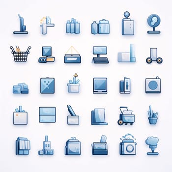 New icons collection: Set of vector icons for web and mobile applications in blue colors.
