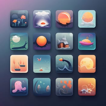 New icons collection: Set of flat icons on the theme of the sea and nature.