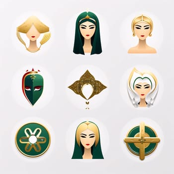 New icons collection: Set of vector icons with different types of women's headdress.