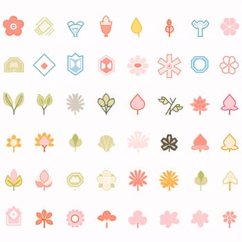 New icons collection: Flower icon set. Collection of floral icons. Vector illustration.