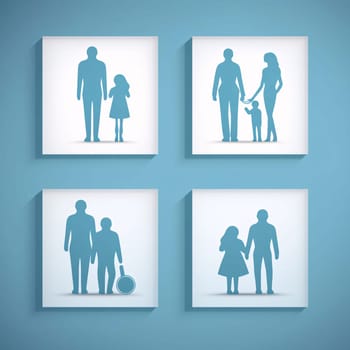 New icons collection: Family icons set. Vector illustration. Eps 10. Blue background.