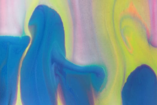 Abstract pastel marbled background with swirls in blue, yellow, and pink hues. Luxury liquid wave of grunge material, elegant wallpaper design.